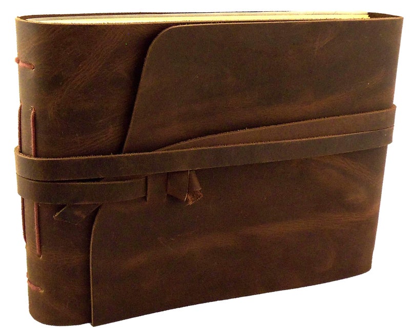 Rustic Ridge Leather Rustic Genuine Leather Scrapbook Photo Album with Gift Box - Scrapbook Style Pages - Holds 100 4x6 or 5x7 Photos - Memory Book - Image 1